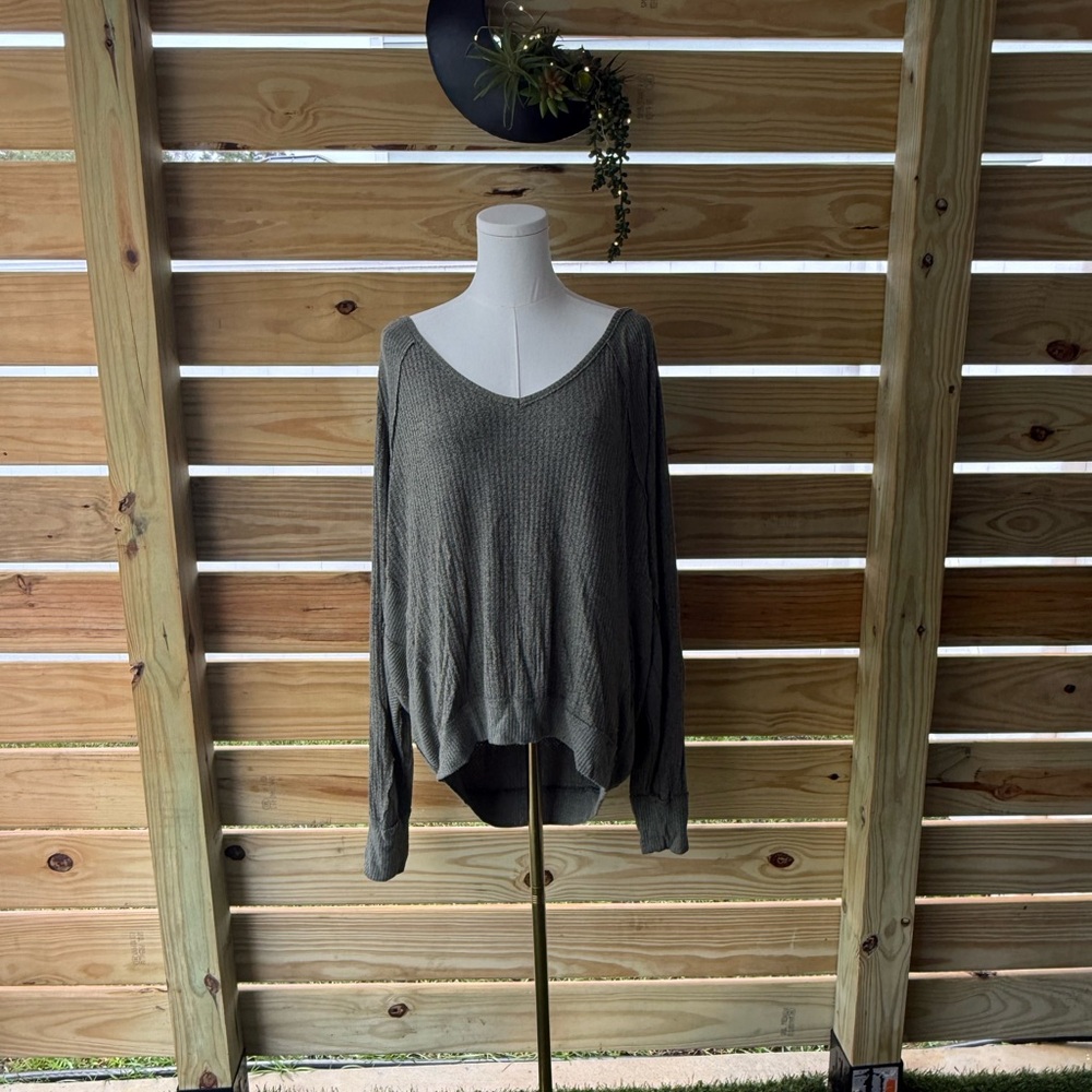 We The Free Olive V-Neck Sweater